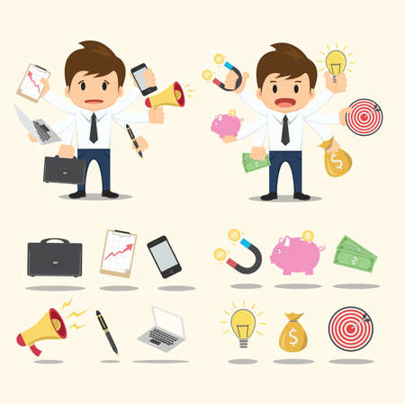 Businessman worker character Icon set vector.のイラスト素材