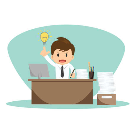Businessman with thinking vector illustration.のイラスト素材