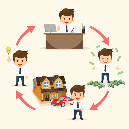 Businessman success circle work set vector illustration.のイラスト素材