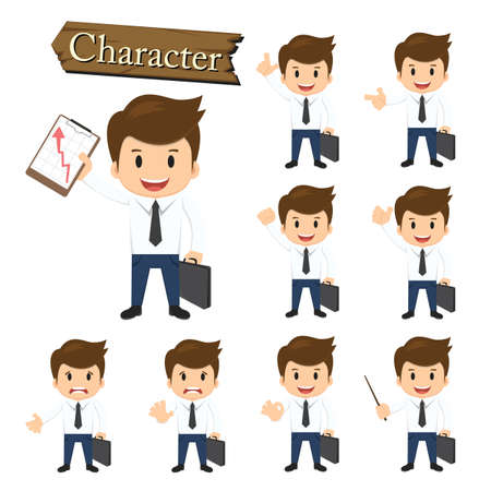 Businessman character set vector illustration.のイラスト素材