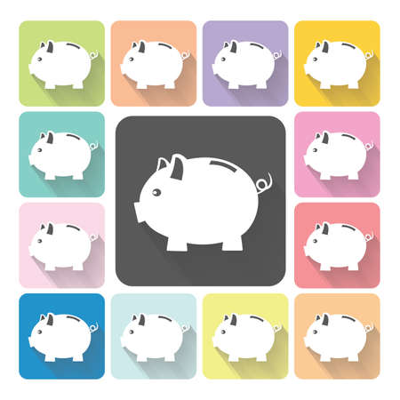 Piggy bank Icon color set vector illustration.のイラスト素材