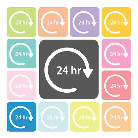 24 hours Icon color set vector illustrationのイラスト素材