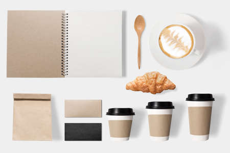 Design concept of mockup coffee set isolated on white background.の写真素材