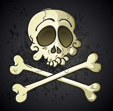 Skull and Crossbones Jolly Roger Cartoon Characterのイラスト素材