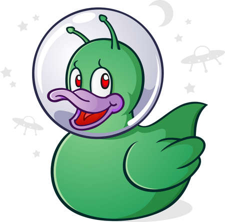 Alien Rubber Duck Cartoon Characterのイラスト素材
