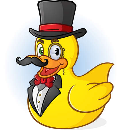 Rubber Duck Gentleman Cartoon Characterのイラスト素材