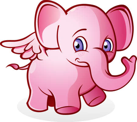 Flying Pink Elephant Cartoon Characterのイラスト素材