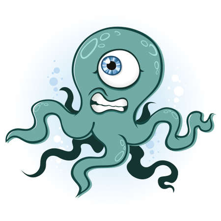 Octopus Squid Cyclops Monster Cartoon Characterのイラスト素材