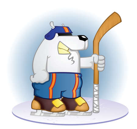 Polar Bear Hockey Player Cartoon Characterのイラスト素材
