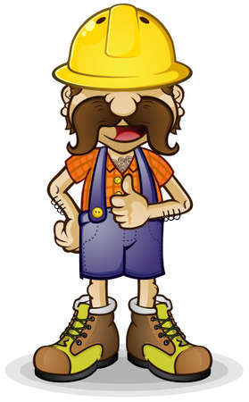 Construction Worker Cartoon Character giving a Thumbs Upのイラスト素材