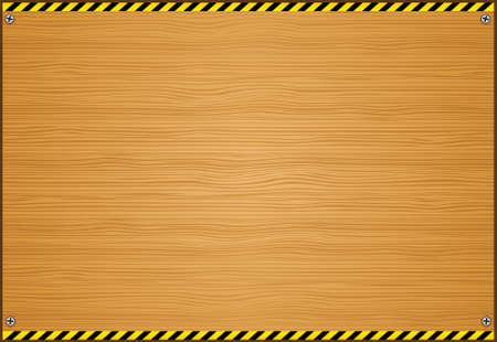 Wooden Board with Caution Tape on Edges Illustrationのイラスト素材
