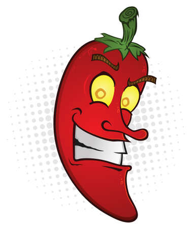 Red Hot Chili Pepper Smiling Cartoon Characterのイラスト素材