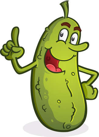 Pickle Cartoon Character Smiling and Pointingのイラスト素材