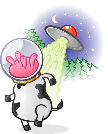 Alien Cow Cartoon Characterのイラスト素材