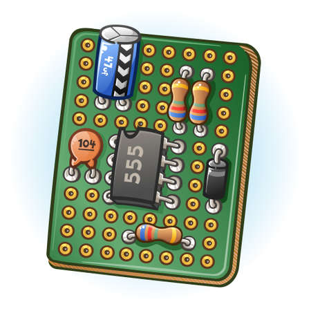 Circuit Board PCB Cartoon Illustrationのイラスト素材