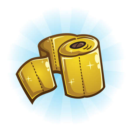 A rare luxurious roll of shiny golden toilet paper vector illustrationのイラスト素材