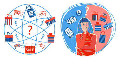 What to present - money or giftのイラスト素材