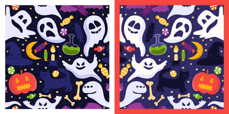 Halloween party seamless patternsのイラスト素材