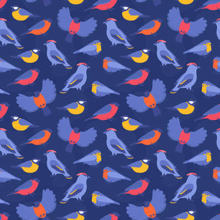 Seamless pattern of purple birds