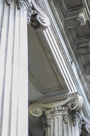 Beautiful Classic Concrete Column Architecture Angled View