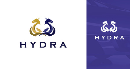 Modern Gold and Purple Silhouette Of Hydra Dragon Symbolのイラスト素材