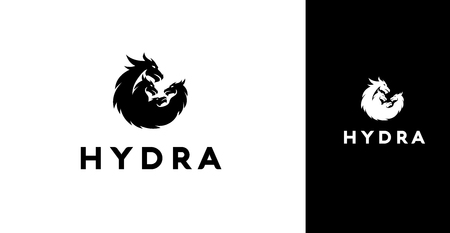 Modern Black Silhouette Of 4 Hydra Dragons Iconのイラスト素材