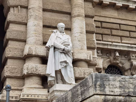 Rome, Italy - May, 23 2021: Statue of the jurist Gian Domenico Romagnosi placed at the entrance of...