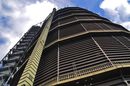 Old gas holder in Oberhausen, Germanyのeditorial素材