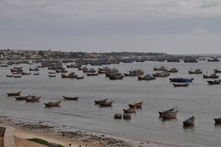 Fishing boats near Mui Ne, Vietnamの写真素材