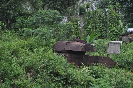 Wreck of an American tank near the former Khe Sanh Combat Base, Vietnamの写真素材