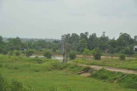 Disfunctions megaphone tower on the old border between North Vietnam and South Vietnamの写真素材