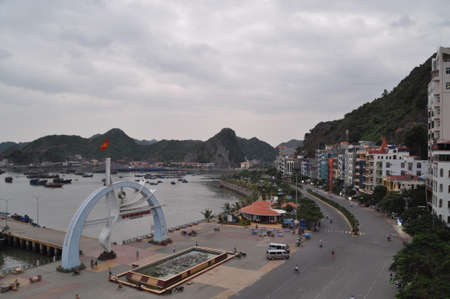 Cat Ba Island in Ha Long Bay, Vietnam.のeditorial素材