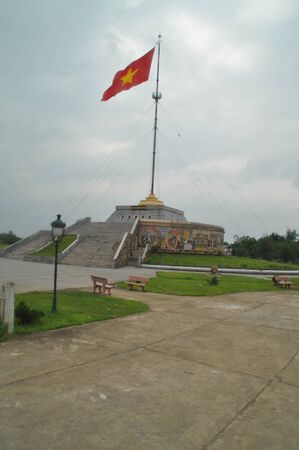 Flag pole with Vietnamese flag, Vietnamの写真素材