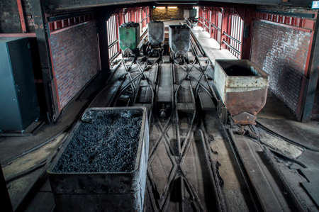 Mine carts in a former coal mine in Essen, Germanyのeditorial素材