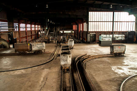 Mine carts in a former coal mine in Essen, Germanyのeditorial素材