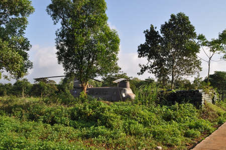 American helicopter on the former Khe Sanh Combat Base, Vietnam.の写真素材