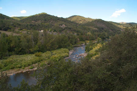 View on the river Eyrieux, France.の写真素材