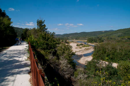 View on the river Eyrieux, France.の写真素材