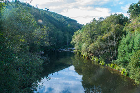 View on the river Paiva, Portugal.の写真素材