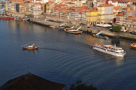 Boat on the Douro river in Porto, Portugalの写真素材