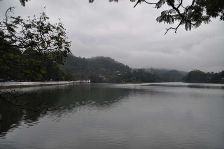 View on Kandy Lake in Sri Lanka.の写真素材