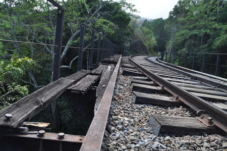 Rail road track between Ella and Nuwara Eliya, Sri Lanka.の写真素材