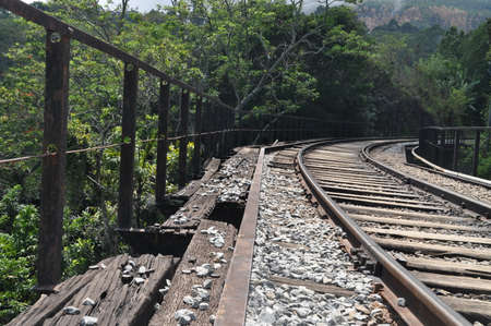 Rail road track between Ella and Nuwara Eliya, Sri Lanka.の写真素材