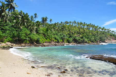 Beach and blue sea near Mirissa, Sri Lanka.の写真素材