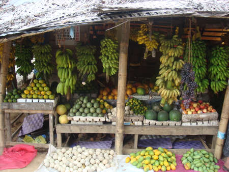 Fruit and vegetable stall in Sri Lanka.の写真素材