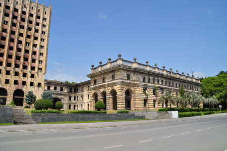 Abandoned train station in Sukhumi, capital of separatist state Abkhazia.の写真素材
