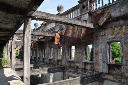 Abandoned booth of the Republican Stadium in Sukhumi, Abkhazia.の写真素材