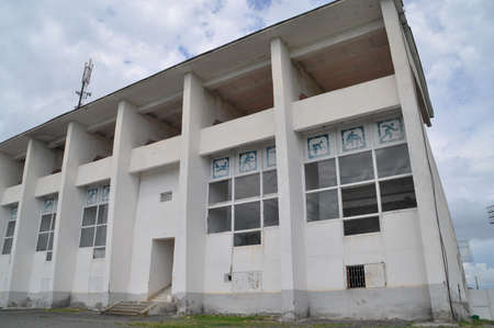 Abandoned booth of the Republican Stadium in Sukhumi, Abkhazia.の写真素材