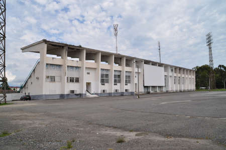Abandoned booth of the Republican Stadium in Sukhumi, Abkhazia.の写真素材