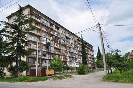 Abandoned booth of the Republican Stadium in Sukhumi, Abkhazia.の写真素材